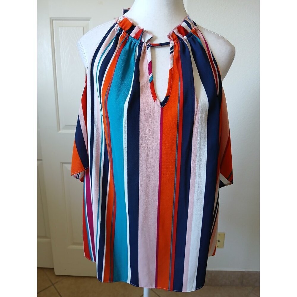 Signature Studio Off Shoulder‎ Blouse Womens XL Multi Colored Flowy Casual Boho
